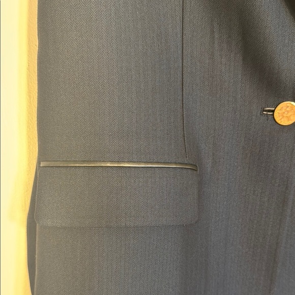 New Scotch & Soda Navy Herringbone Long Men’s Wear Vest with Gold and Belt - Picture 11 of 16